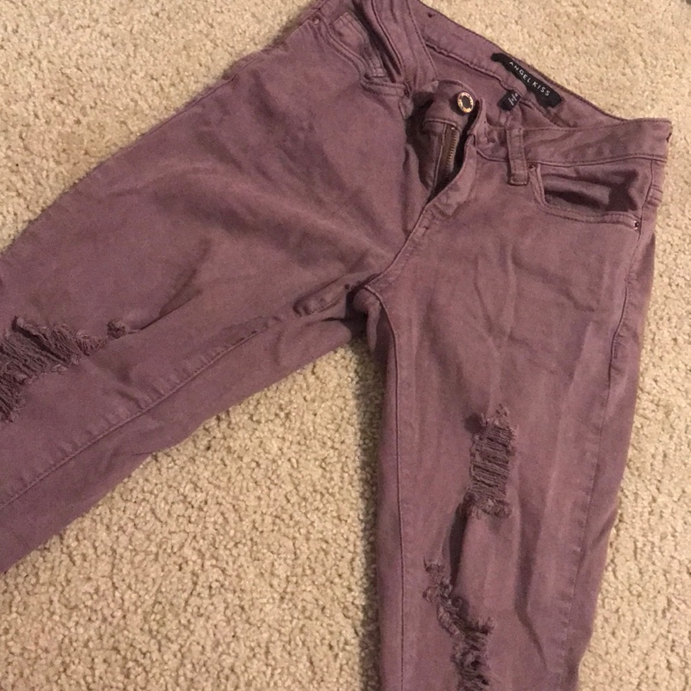 purple ripped jeans